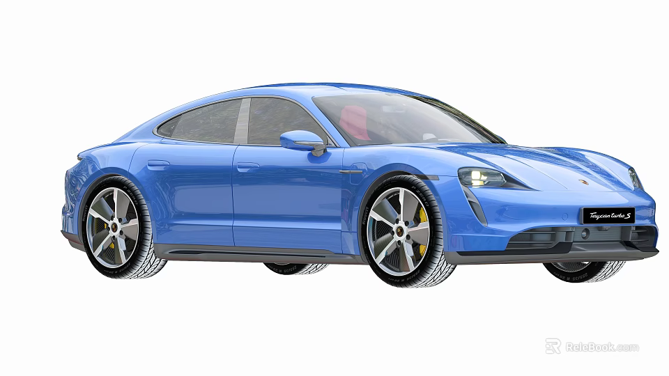 Blue Sports Car With Sleek Aerodynamic Body And Red Leather Seats 3d model 