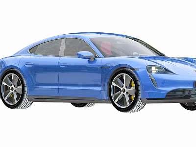 Blue Sports Car With Sleek Aerodynamic Body And Red Leather Seats 3d model