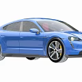 Blue Sports Car With Sleek Aerodynamic Body And Red Leather Seats