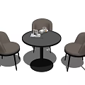Modern Round Black Table and Chair Set with Light Gray Chairs and Glossy Surface
