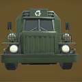 Green Military Technical Truck With Roof Equipment And Front Grille Design
