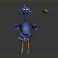 Animated Blue Bird Character With Blue Feathers Orange Beak Yellow Legs For Games And Movies