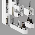 Modern Black Bathroom Accessories Set With Wall Shelves Bottles Brush And Mirror