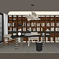 Middle-ancient style study desk chair chandelier stool 3d model