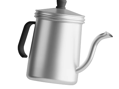Modern Silver Metal Tea Kettle With Black Handle And Curved Spout For Home Kitchen Use 3d model