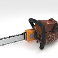 Agricultural Equipment Chainsaw With Brown Orange Body Black Handle And Sharp Blade 3d model