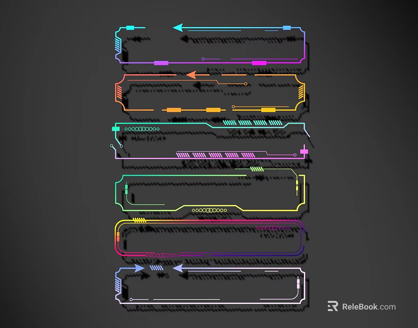 Modern Colorful Abstract Lines Design With Various Styles And Arrow Elements 3d model 