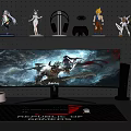 Computer desktop computer e-sports computer chassis doll hand keyboard mouse 3d model