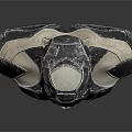 Abstract Character Creature Sculpture With Black And White Geometric Design Shiny Surface