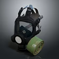 Fire Safety Gas Mask With Full Face Shield And Green Filter Canister