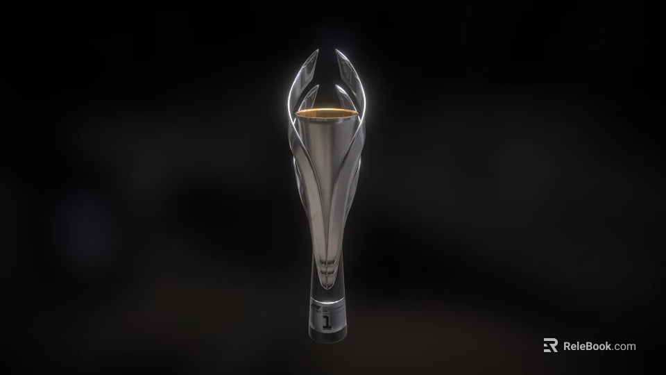 Streamlined Silver Trophy With Golden Top And Number 1 Base Design 3d model 