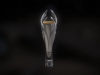 Streamlined Silver Trophy With Golden Top And Number 1 Base Design 3d model