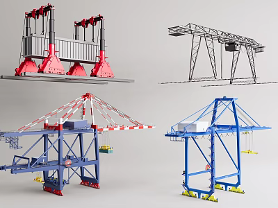 Industrial Equipment Featuring Gantry Cranes Bridge Cranes And Port Lifting Machinery 3d model