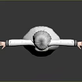 3D Character With Silver White Hair White Dress Black Accents Open Arms Gray Background