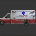 Functional EMS Ambulance For Medical Care With Emergency Lights And Stretcher