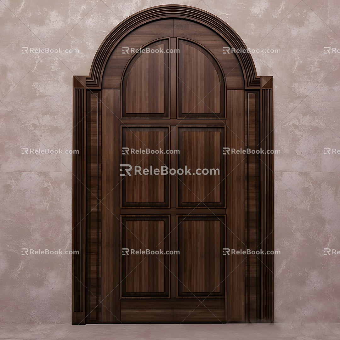 Modern swing door wooden door bedroom door 3d model