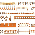 Assorted Orange Shelving Accessories Including Hooks Rails and Storage Racks 3d model