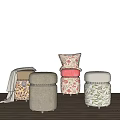 Stylish Shoe Stools For Home Entryway With Diverse Upholstery And Patterns 3d model
