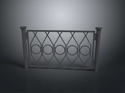 Scenic View Metal Railing With Geometric Diamond Circular Patterns And Pillar Structure 3d model