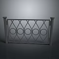 Scenic View Metal Railing With Geometric Diamond Circular Patterns And Pillar Structure 3d model