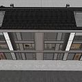 Modern Townhouse Exterior Design Featuring Large Glass Windows And Water Reflection