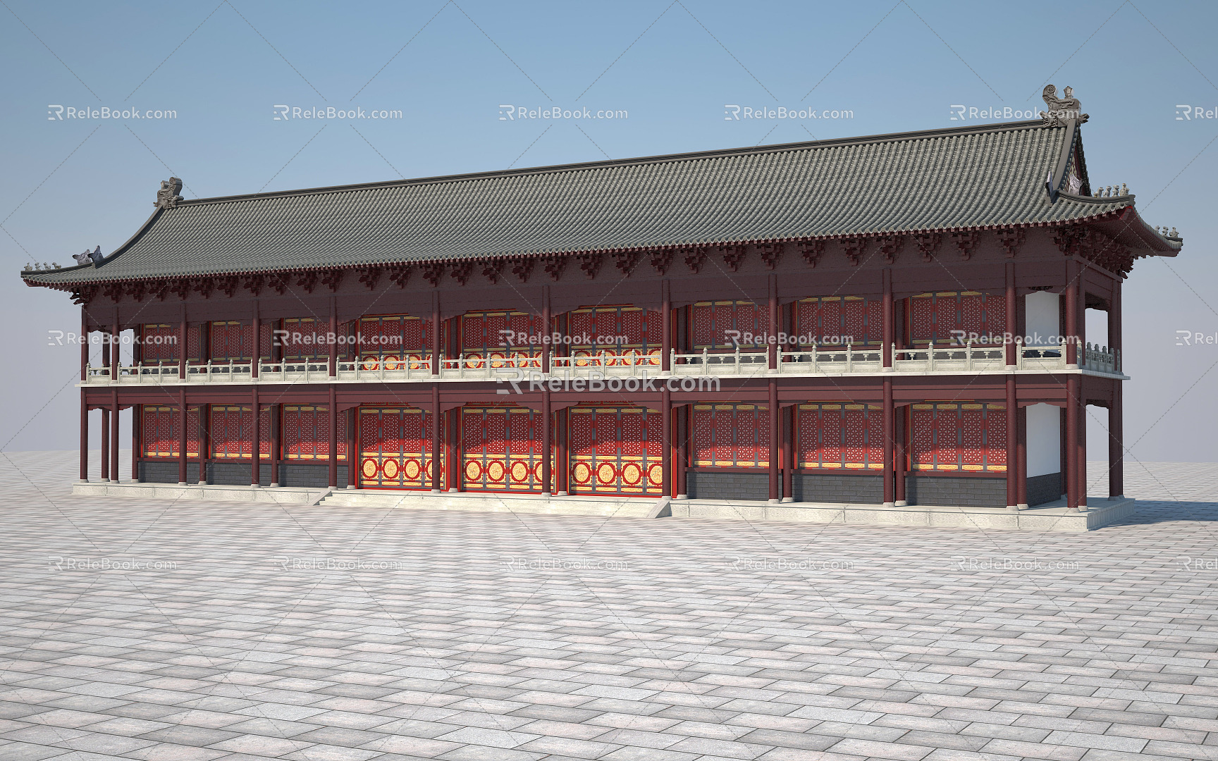 Ancient Chinese-style Ancient Building with Houses 3d model