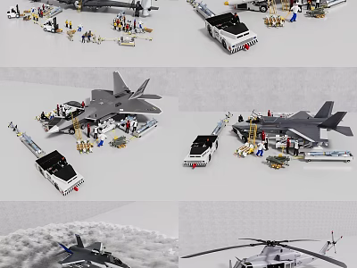 Electric Building Block Toys With Fighter Jet Helicopter Mini Vehicles And Figures 3d model