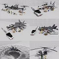 Electric Building Block Toys With Fighter Jet Helicopter Mini Vehicles And Figures