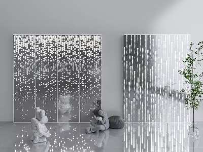 Modern Commercial Equipment Decorative Screens With Perforated Dot Stripe Patterns In Indoor Space 3d model