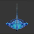 Flying Fish With Iridescent Blue And Purple Wings Glowing In Dark Background