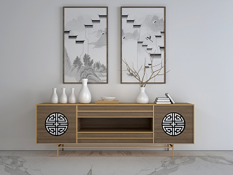 New Chinese-style Side Cabinet Decorative Cabinet 3d model