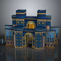 Ancient Architecture With Blue And Gold Decorations Towers And Arches