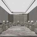 Elegant Modern Hotel Public Lounge Area Interior With Comfortable Sofas Floor Lamps And Decorative Plants