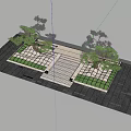 Modern Tree Pit Design With Square Structure Two Trees Green Lawn And Stone Path 3d model