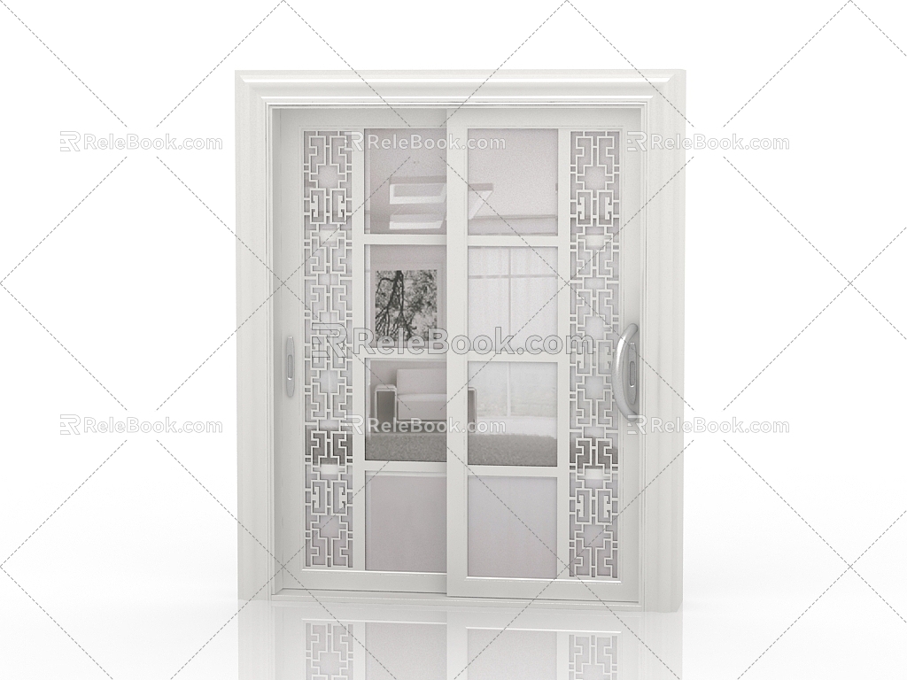 Jianou solid wood door interior door door 3d model