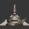 Unique Fantasy Building With Multi Level Structure Staircases And Colorful Decorative Ornaments