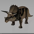 Realistic Triceratops Character 3D Model With Brown Skin Frilled Head And Horns