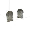 Two Ancient Stone Carved Stele Like Objects With Intricate Patterns