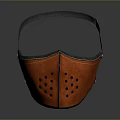 Orange Fabric Face Mask With Black Straps And Breathable Holes Design