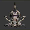 Detailed Fantasy Armored Character With Horns And Mythical Creature In 3D Model Design