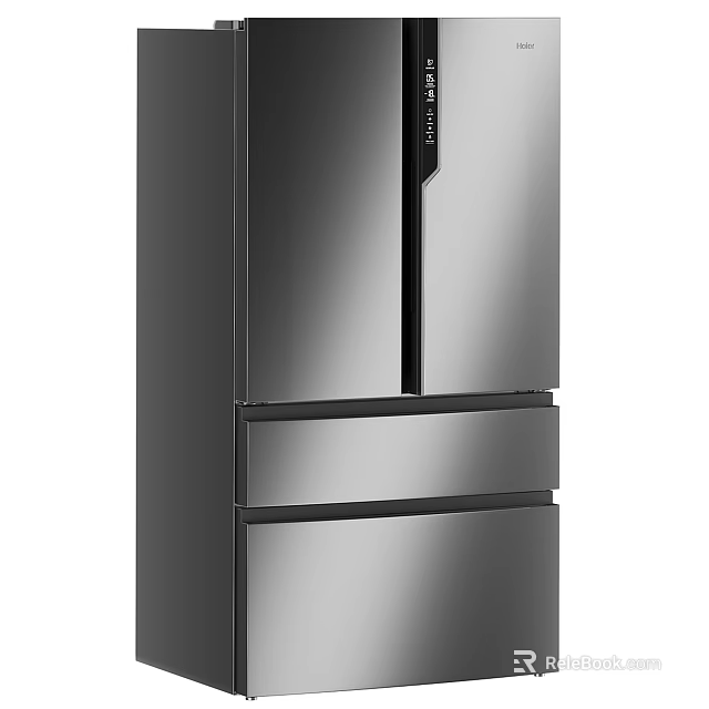 Modern Stainless Steel Multi Door Refrigerator With Freezer Drawers And Sleek Surface 3d model 