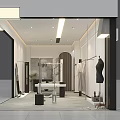 Elegant Modern Clothing Store Interior With Display Racks Mannequins And Lighting