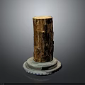 Natural Wooden Log Cylinder with Sturdy Stone Base for Decorative