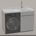Modern Integrated Laundry Sink Cabinet With Washing Machine And White Countertop