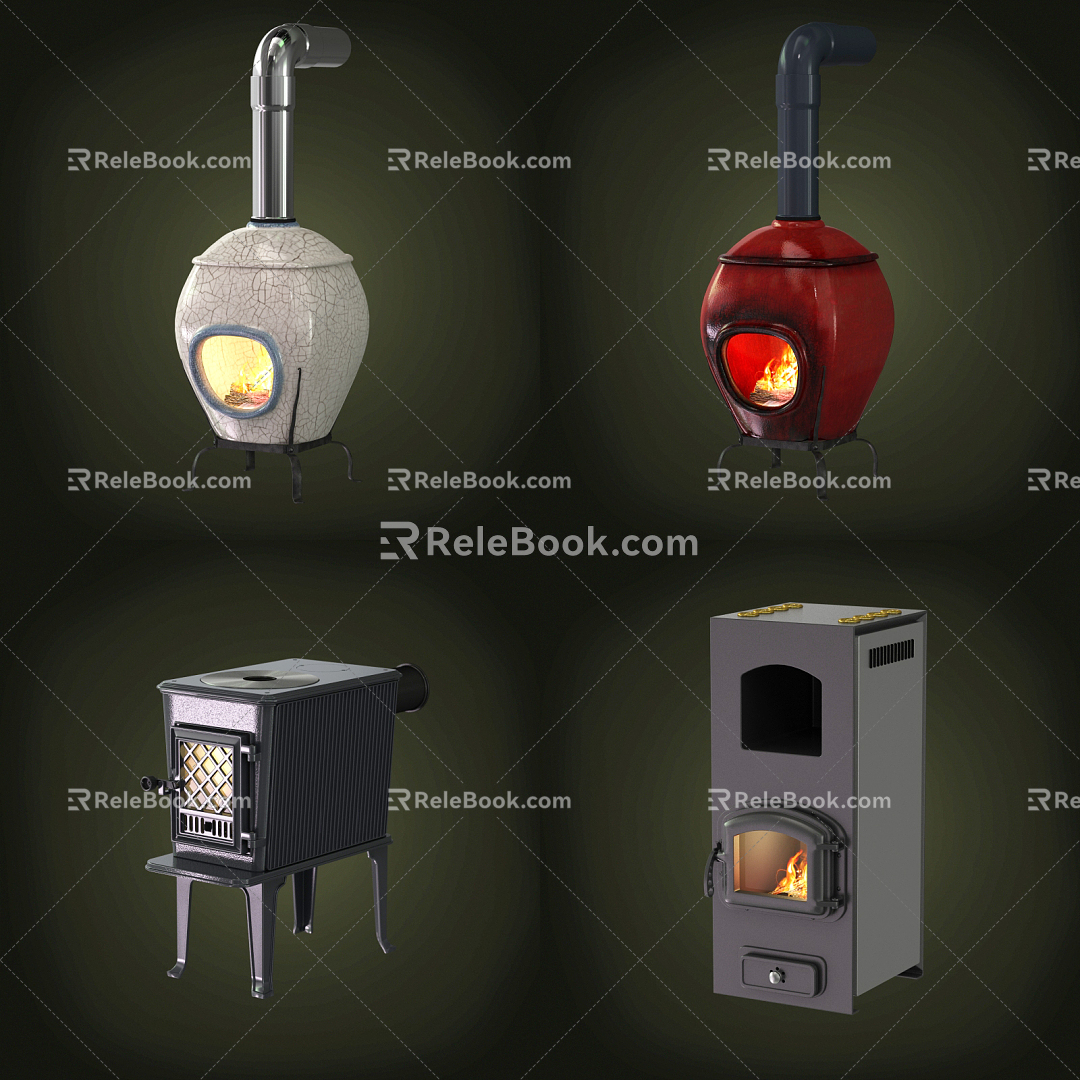 modern stove fireplace 3d model