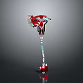 Futuristic Mechanical Axe Design With Red Metallic Head Silver Handle And Details