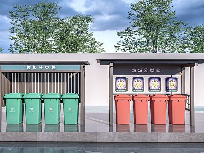 Modern Trash Bin Sorting Trash Bin Sorting Trash Bin Trash Station Trash Bin model