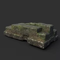 Moss Covered Natural Stone Blocks For Garden Landscaping Steps Design