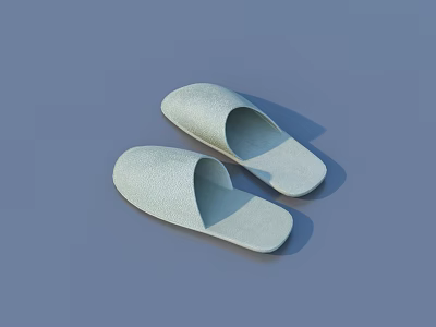 Light Green Indoor Slippers With Simple Design And Comfortable Textile Material 3d model