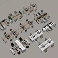 Modern Office Desks Arrangement With Multiple Workstations Office Chairs And Computers 3d model